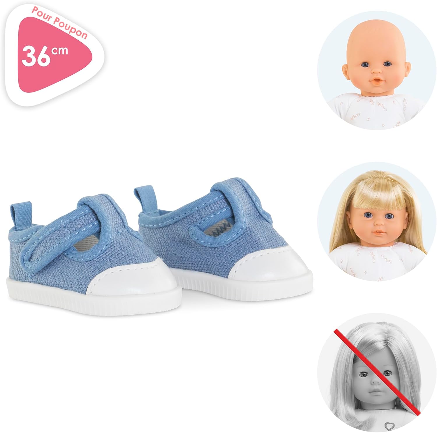 Corolle Baby Doll Blue Sneakers Outfit Accessory - Mon Grand Poupon Clothing and Accessories Fit 14" Dolls - for Kids Ages 3 Years and Up
