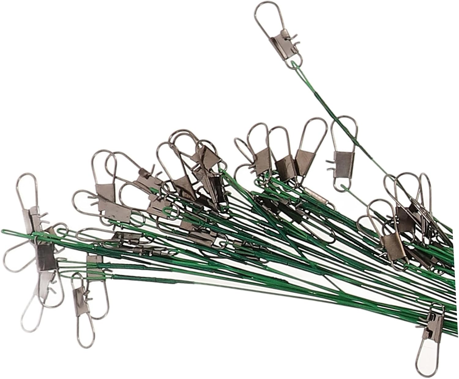 Abaodam 40pcs Steel Wire Fishing Leaders Swivels and Snaps Fishing Wire for Freshwater and Includes Leaders Secure Double Connectors