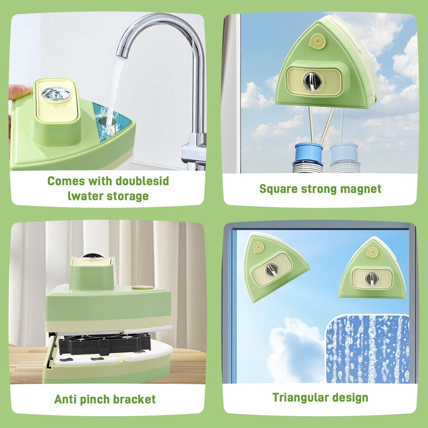 Double-Sided Magnetic Window Cleaner, Green
