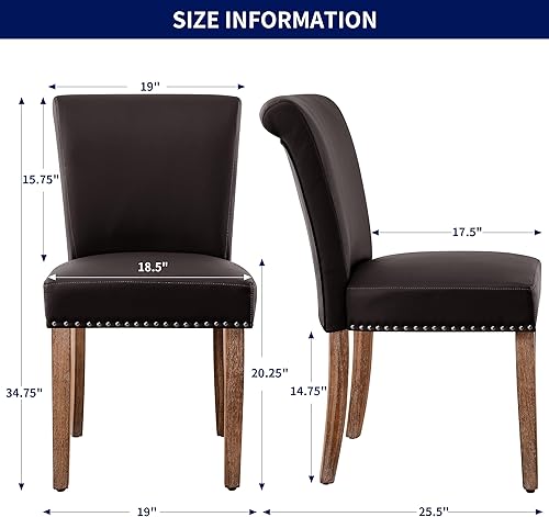 Miniatura 3 de SUBRTEX Juego de 2 sillas de comedor Parson de cuero, modernas sillas laterales de cocina de alta gama para cocina, restaurante y sala de estar,