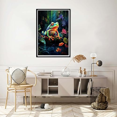 Miniatura 4 de Yomiie Kits de pintura de diamantes 5D de ranas, pintura con diamantes, arte de animales del bosque, kit de taladro redondo completo, imagen