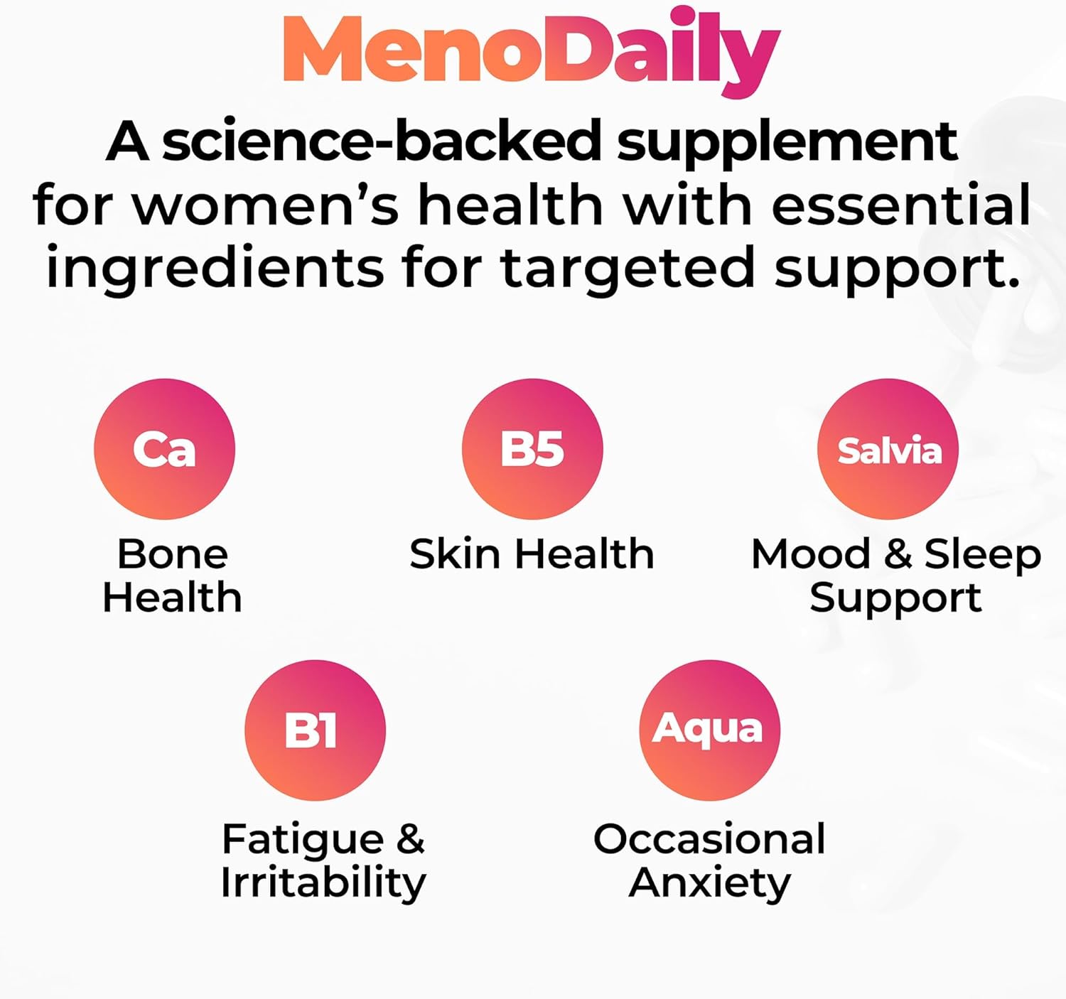 Happy Mammoth Meno Daily Menopause Vitamins & Supplements for Women (*Not Hormone Harmony), Boost Metabolism, Healthy Skin, Hair and Nails, Hot Flash, Mood Support, 72 Caps - Image 4