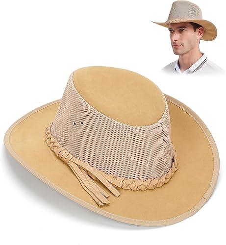 Sombrero de malla para el sol para hombres, sombreros de golf para verano, playa, safari, ala ancha, gorra de pesca al aire libre
