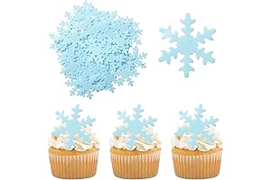 Gyufise 50 Frozen Snowflakes Edible Blue Cupcake Cake Toppers