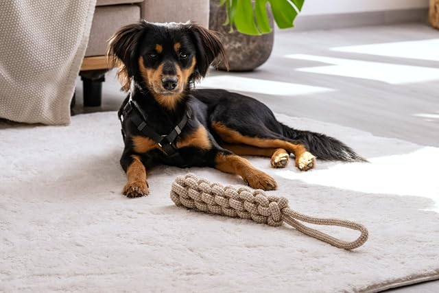 Foto 3 de 7 de Fackelmann Cuerda de algodón Resistente para Perros, Ideal para Tirar, Masticar Interactivo, Reforzada