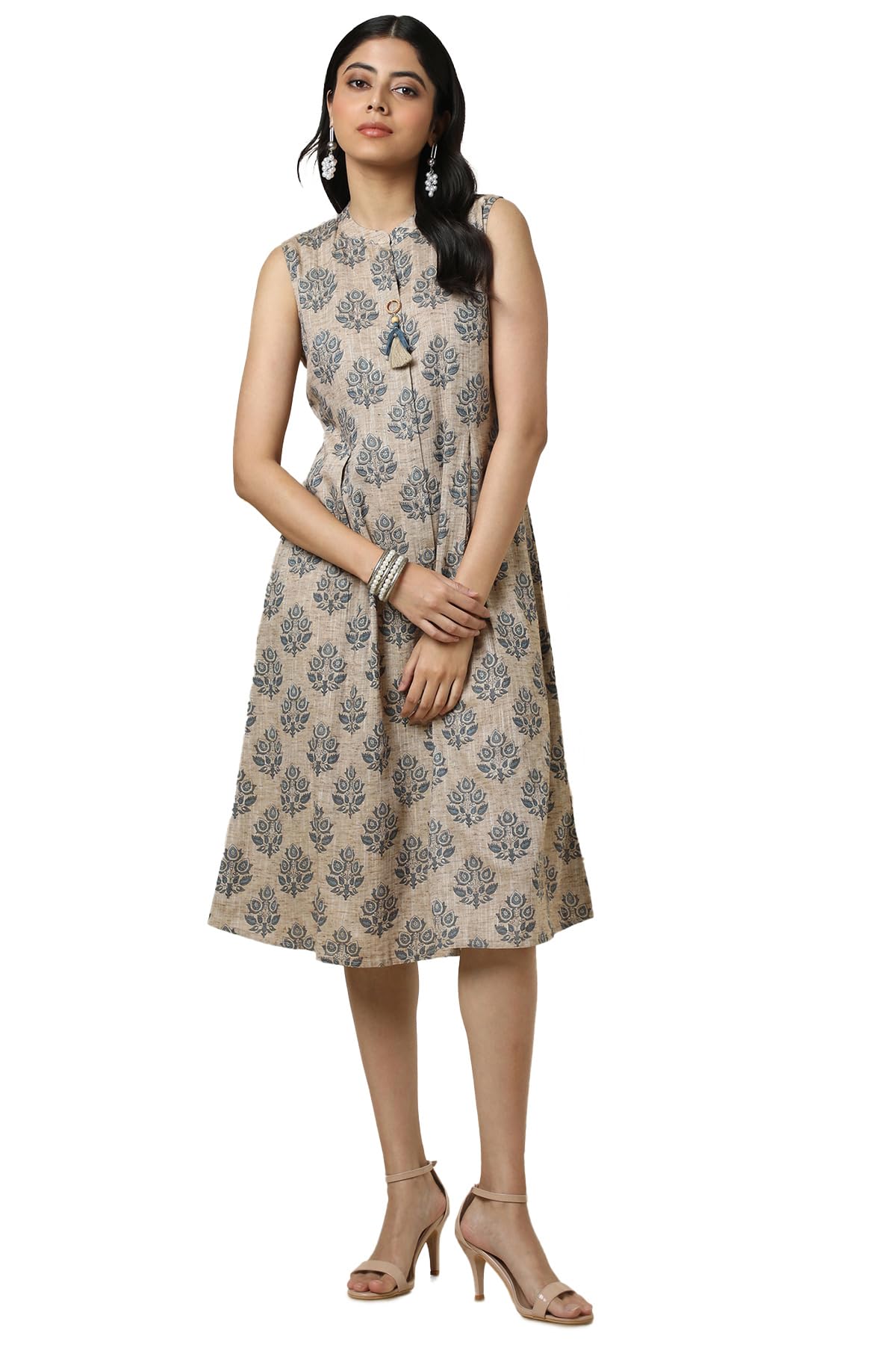 soch Womens Cotton Blend Ethnic Motif Dress with Tassels-picture-27