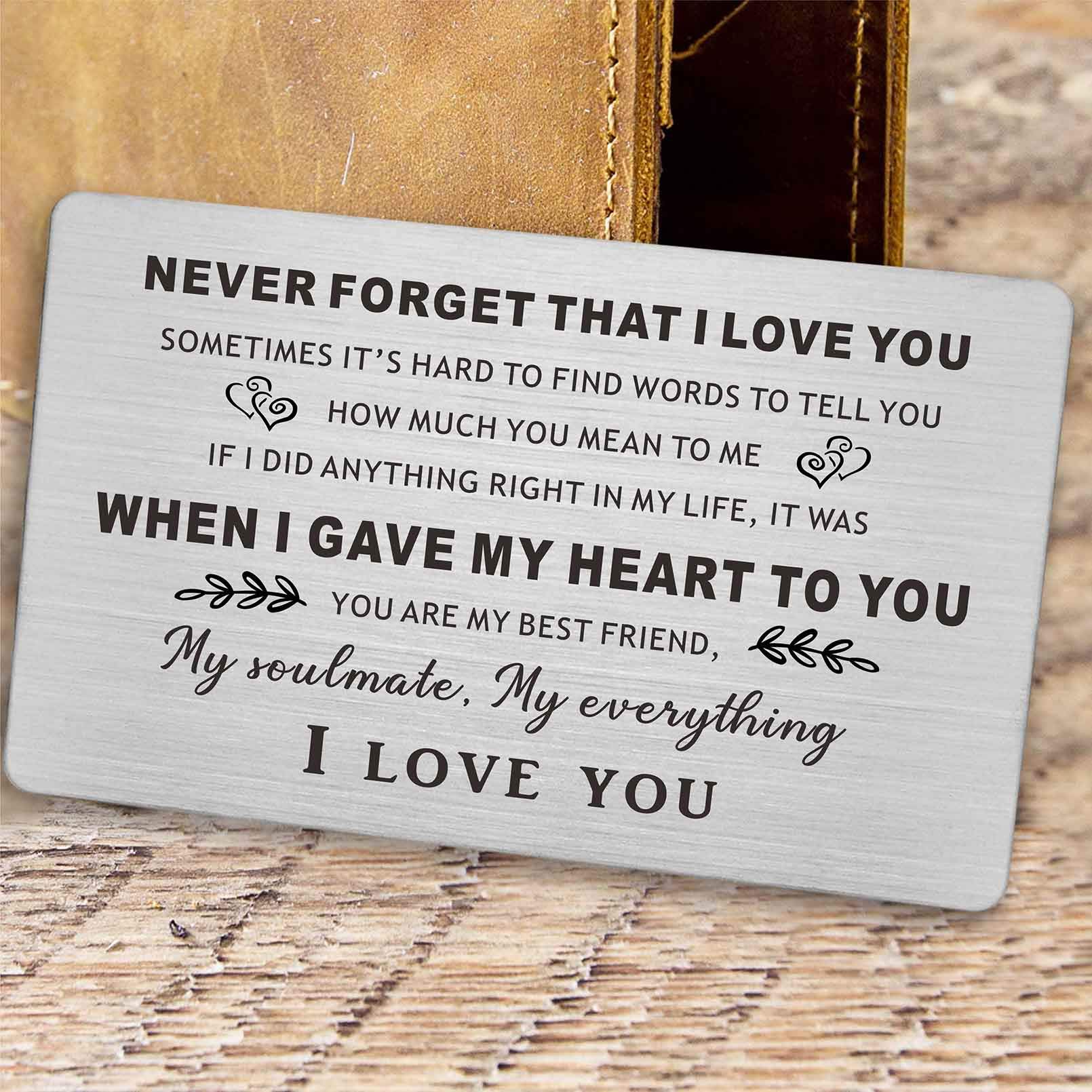Gravierte Brieftaschenkarte „I Love You“ – Aus Edelstahl, Kleine Erinnerung Für Ehemann/Freund
