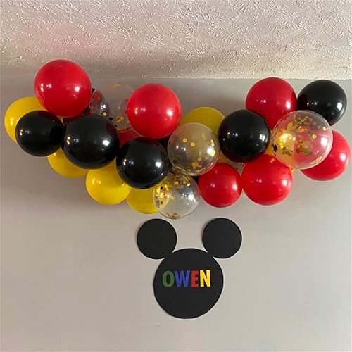Miniatura 8 de Globos de látex rojo amarillo y negro, 75 globos de látex rojo mate negro y amarillo, globos de 12 pulgadas de color ratón para fiesta de helio para