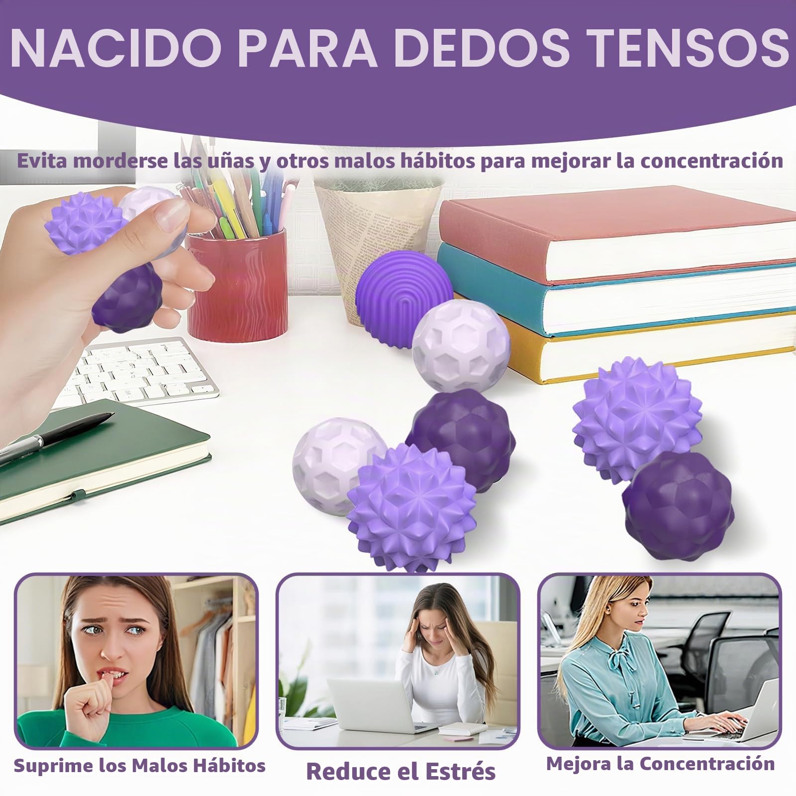 Zyluniy – Pack De 8 Bolas Magnéticas Anti-Estrés De Silicona Con Diferentes Texturas, Juguete Sensorial Para Niños Y Adultos Con Estuche Incluido