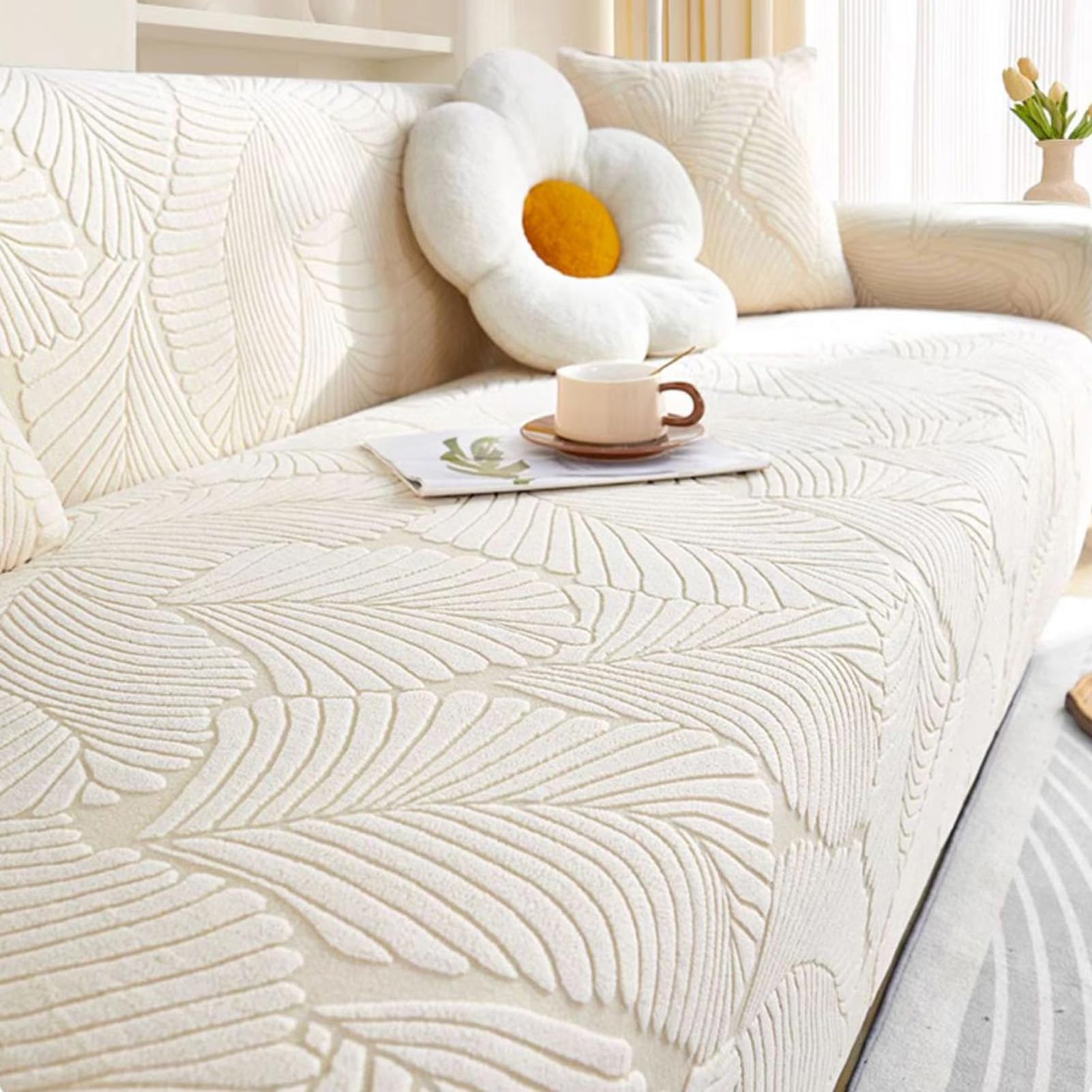 Stretch Samt Sofabezug 1 2 3 4 5 Sitzer für Ecke L-Form Sofa Überzug 1 Stück Universelle rutschfeste Couchbezug mit Elastischen Boden Möbelschutz