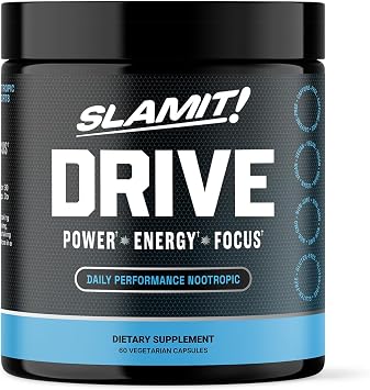مكمل Drive Nootropic Brain للرجال والنساء - باراكسانثين، بيك ATP، إل-تيروزين، إل-ثيانين، فيتامينات ب - الدعم المعرفي للقوة والطاقة والتركيز - 60 كبسولة لمدة 30 يومًا