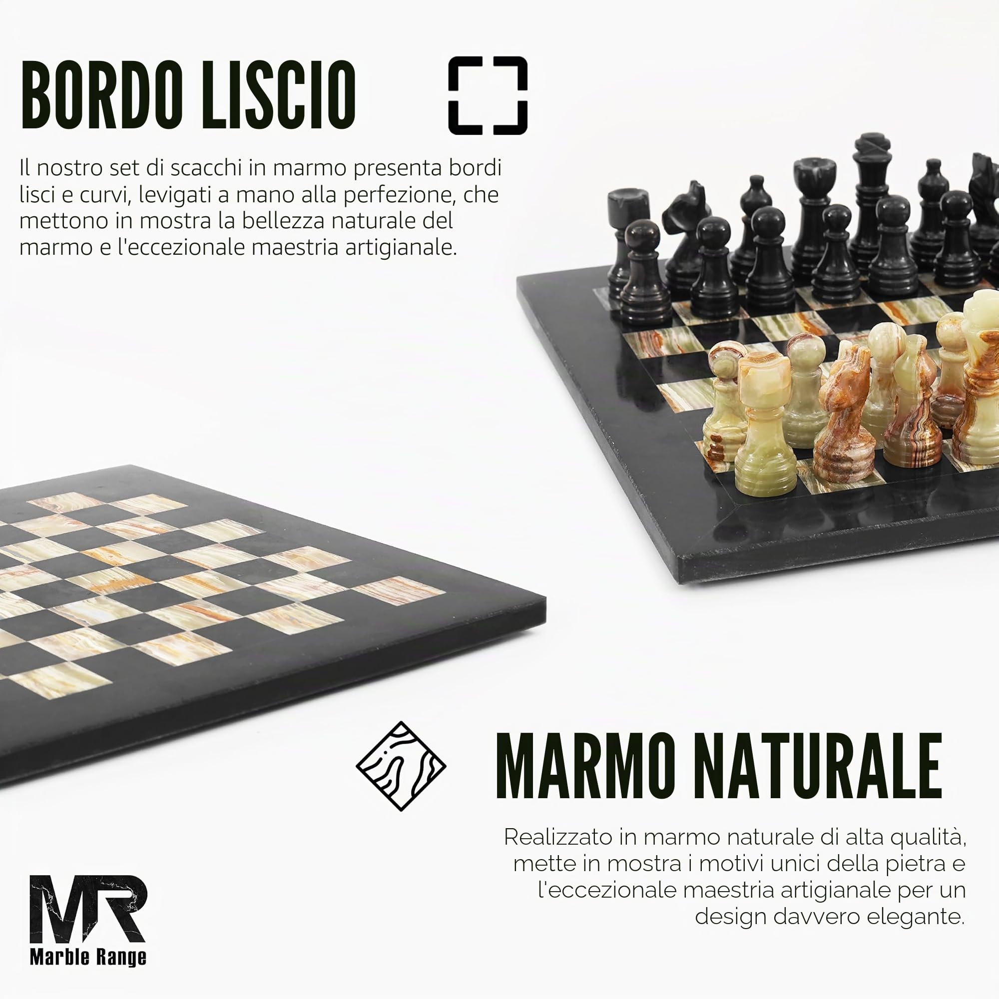 Set di scacchi in marmo per adulti, 25,4 cm, fatto a mano, in onice nero e verde, con 32 pezzi di scacchi, 2 regine extra e scatola portaoggetti, gioco da viaggio di lusso, regalo elegante per la