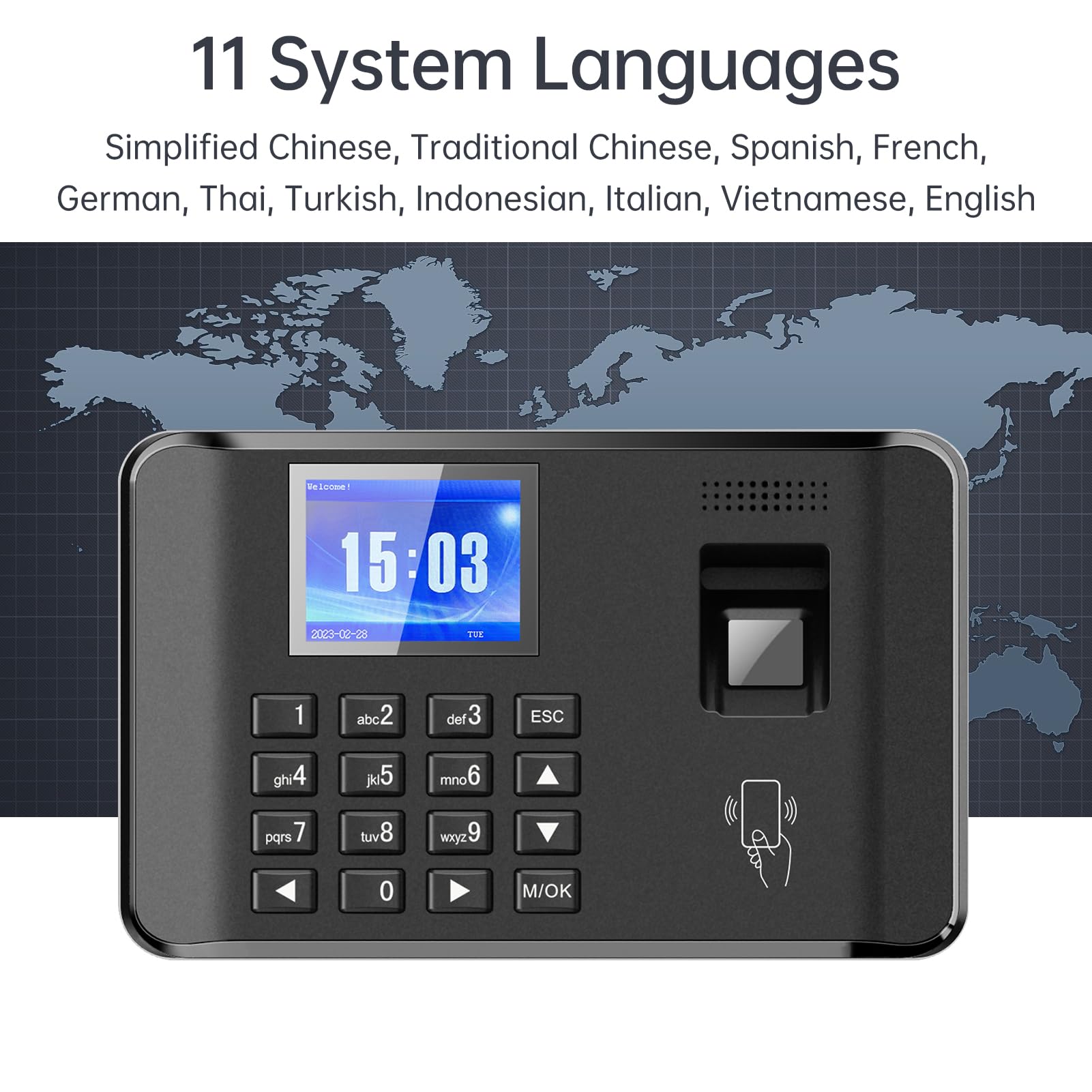 BISOFICE Intelligent Biometric Fingerprint Password Attendance Machine Time  Clock Employee Checking-in Recorder 2.4 inch LCD Screen Voice Prompt 11  Languages ID Card Function Time Attendance Machine : Amazon.sg: Office  Products