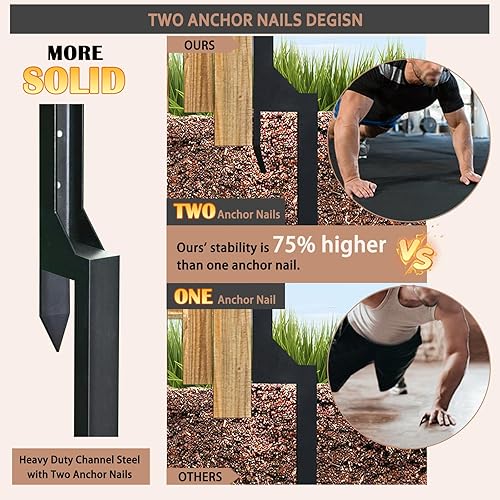 Miniatura 2 de Estacas de acero para reparación de postes de valla Picos de tierra de anclaje 1 paquete de soporte para kit de reparador de valla de madera