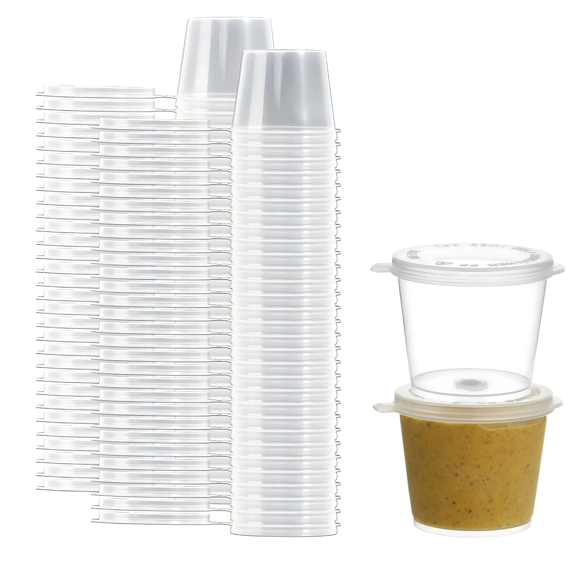 Caterco Clear 1000 Pack 1Oz Hinged Plastic Sauce Pots - Deli Portion Pots With Lids For Sauces, Ketchup Containers, Takeaways, Restaurant, Recyclable Portion, Bpa-Free, Leakproof (1Oz - 1000 Pack)