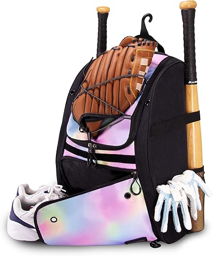 Baseball Bag, Youth Baseball Bag Softball Bat Bag with Vented Shoe Compartment, Baseball Equipment Bag TBall Bat with Fence Hook, for Batting