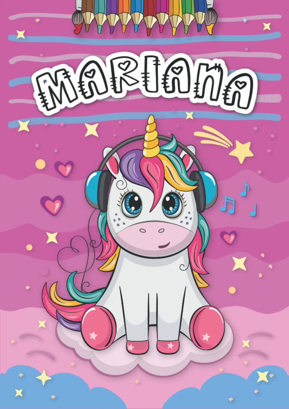 Independently published Mariana: Livre de coloriage personnalisé pour Mariana | Licorne | Cadeau d'anniversaire pour fille ... | 4 à 8 ans | 25 motifs de licorne avec le prénom Mariana, Grand format A4 (21 x 29.7 cm)