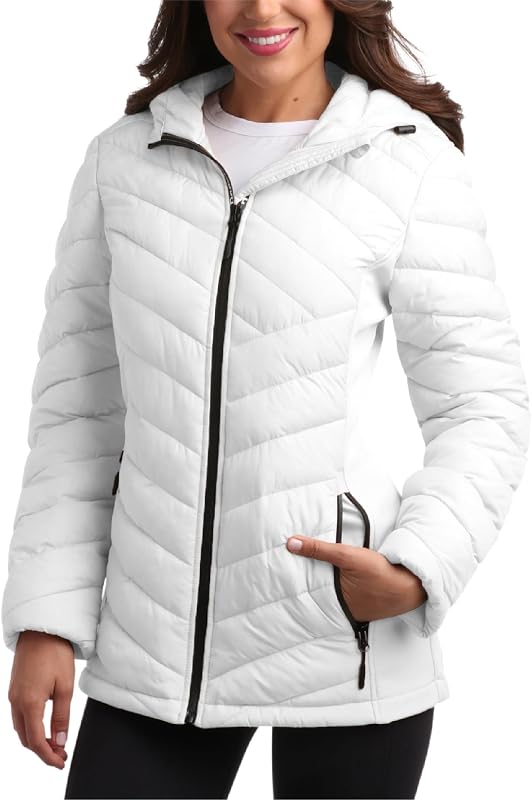 Reebok Puffer Jacket - campera acolchada de peso medio con capucha para mujer | Capas de silueta elegante sobre jeans o leggings, cubierta resistente al viento para viajes diarios y caminatas de fin de semana