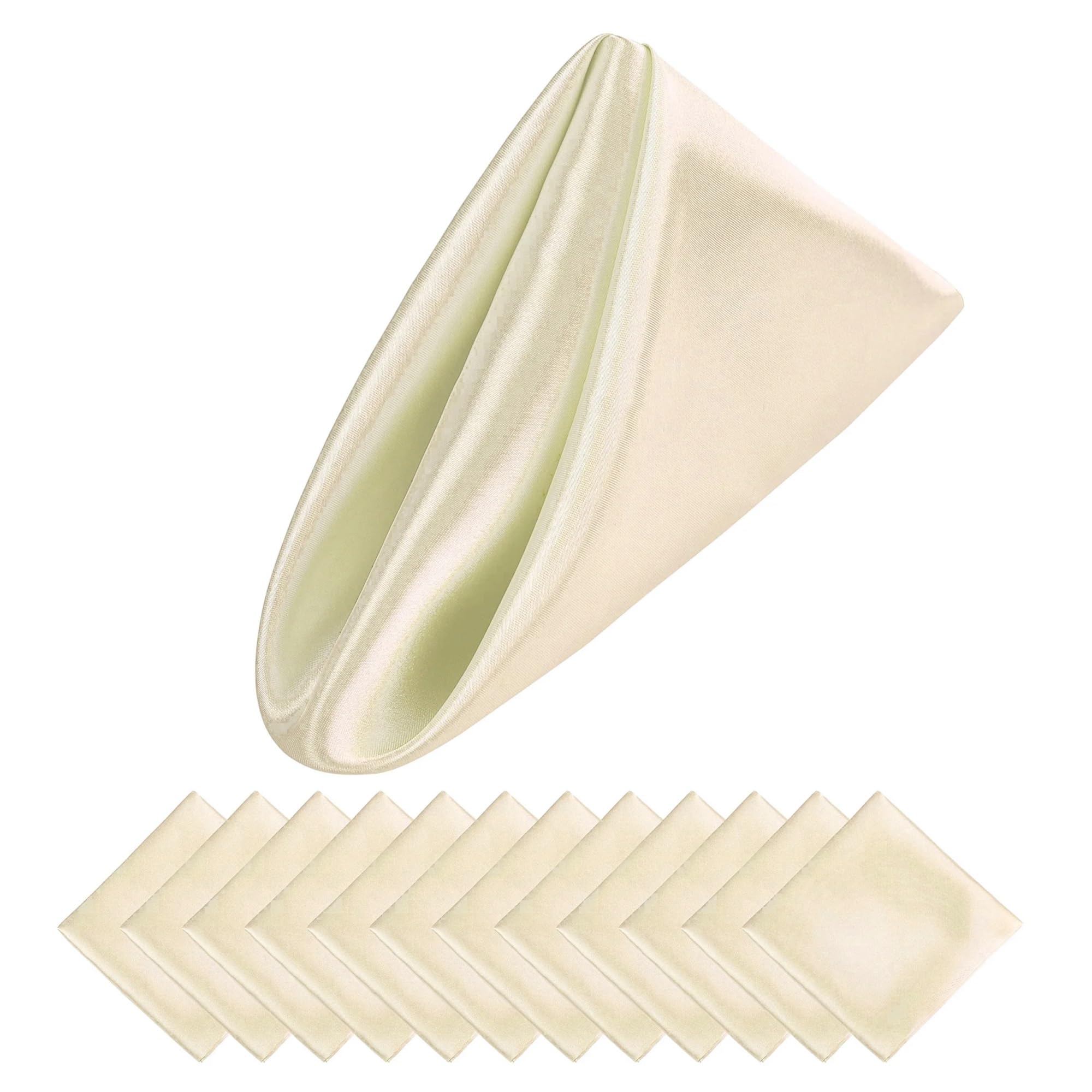 Napkins 30PCS 30x30cm Wedding Green Satin Napkin Soft Table Napkins For Romantic Party Dinner Decoration(30PCS Beige)