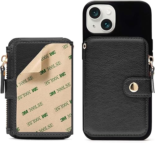 Miniatura 9 de M-Plateau Cartera pequeña para mujer, de gran capacidad, con ventana de identificación, cartera para teléfono con tarjetero adhesivo 3M para funda