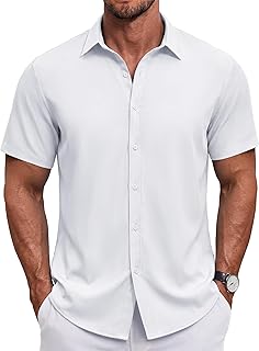 COOFANDY Men's Button Down Shirt Short Sleeve Casual Shirt for Men Summer Business Casual Dress Shirt