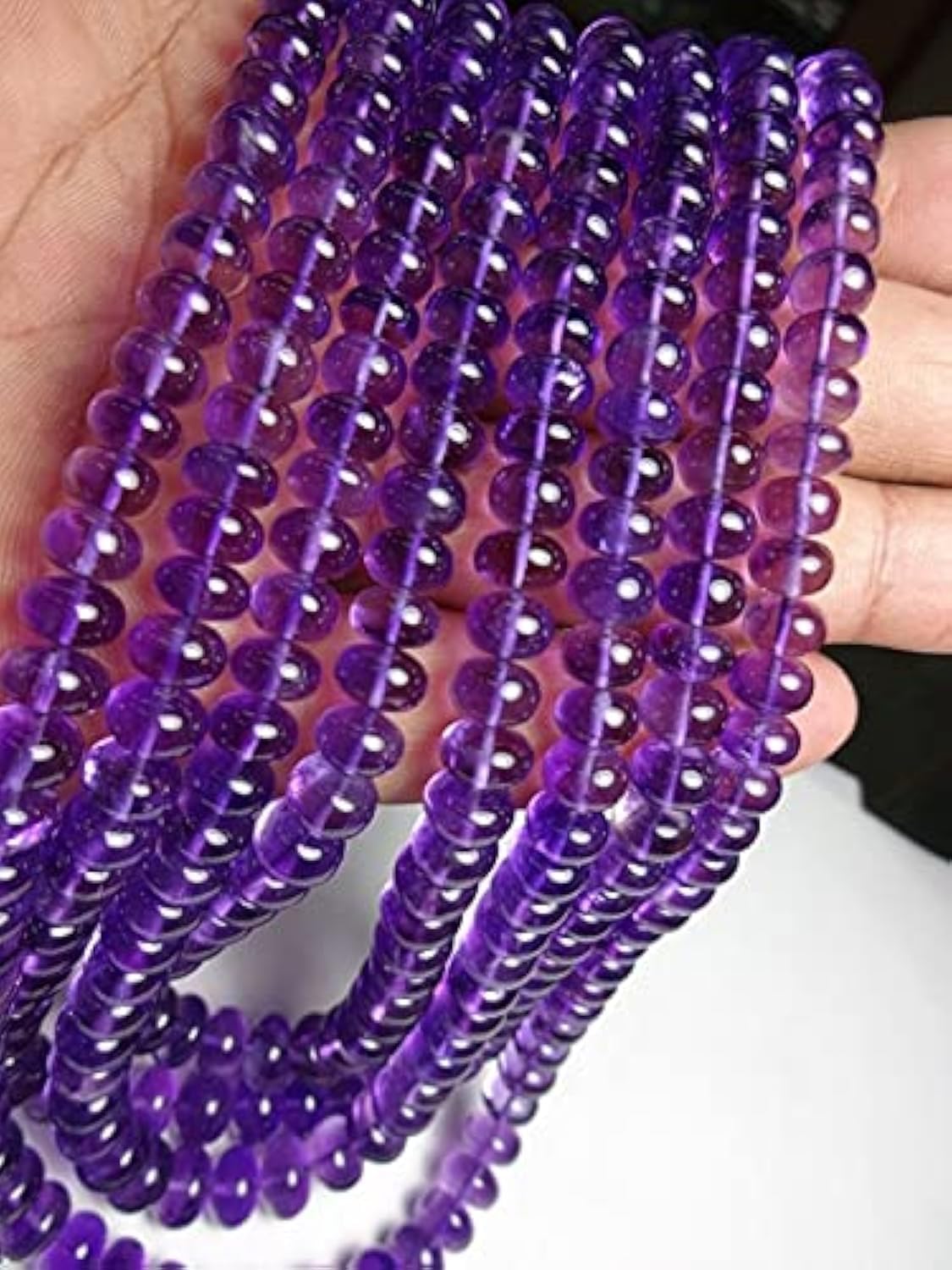 Améthyste d'Afrique sombre rondelle lisse AAA de 6-10mm pour création bijoux haut de gamme
