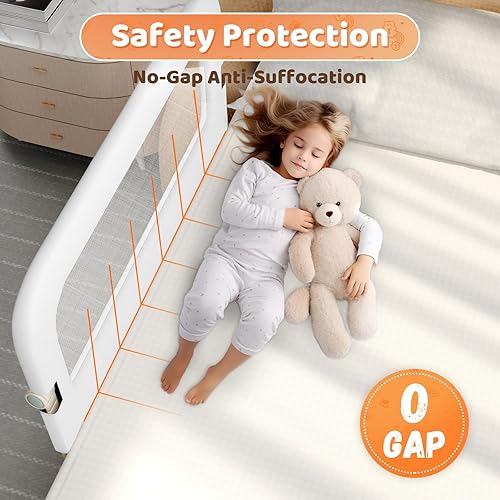 Miniatura 2 de Barandilla de protección para cama de niños pequeños - rieles de seguridad para cama de bebé de 32 pulgadas, plegables y con alturas ajustables -