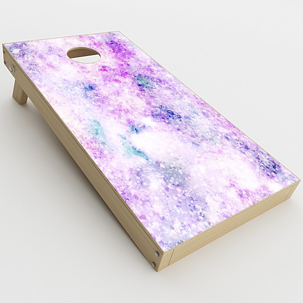 Skin Decal Vinyl Wrap for Cornhole Game Board Bag Toss (2xpcs.) Skins Stickers Cover/Pastel Crystals Pink Purple Pattern