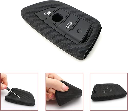 Miniatura 2 de Xotic Tech - Funda de silicona suave con patrón de fibra de carbono, compatible con BMW X3 X5 3 4 5 6 7 GT Series Z4 M3 M5 G05 G20 G30 G80 F10 F15