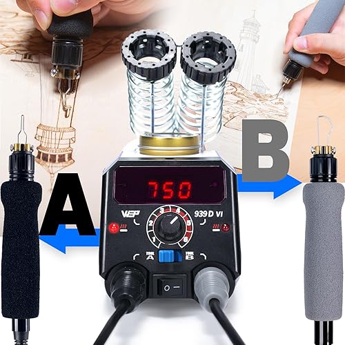 Miniatura 3 de WEP 939D-VI Kit de quemado de madera con doble bolígrafo 482.0-1,382.0 °F/482-1382℉ A/B Herramienta para quemar leña con 2 bolígrafos desmontables,