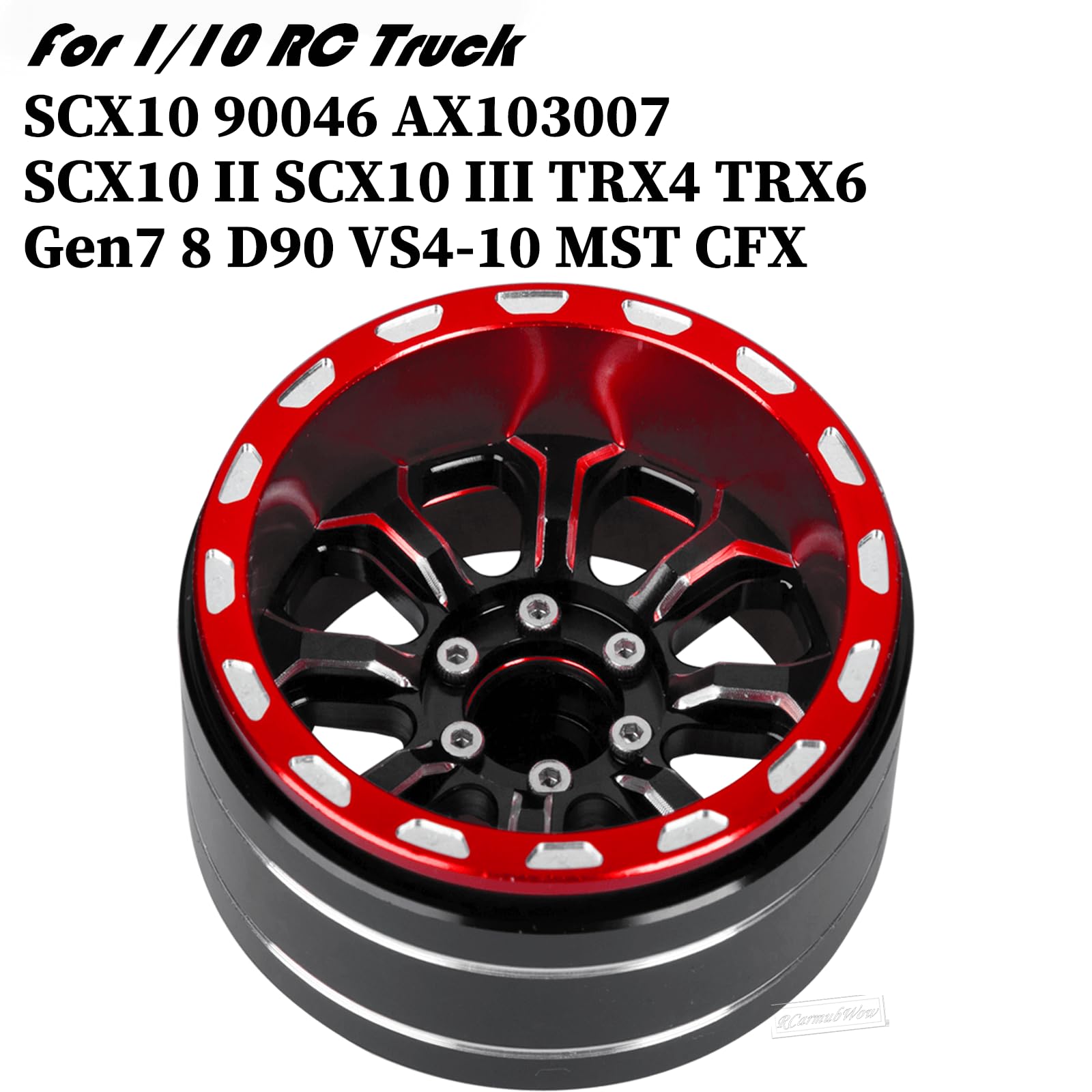 RcarmumbWow 1.9IN Beadlock Wheels Adjustable 4 Offsets for 1/10 SCX10 TRX4 TRX6 Gen8 D90 VS4-10 MST CFX RC Crawler Car,RC 1.9 Beadlock Rims 1.9 Beadlock Wheels Adjustable Rims,4Pack,Red