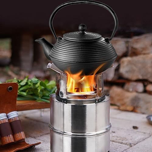 Miniatura 6 de Estufa portátil de carbón para acampar, parrilla de fuego para patio trasero, bandeja de alcohol para acampar al aire libre, senderismo, picnic,