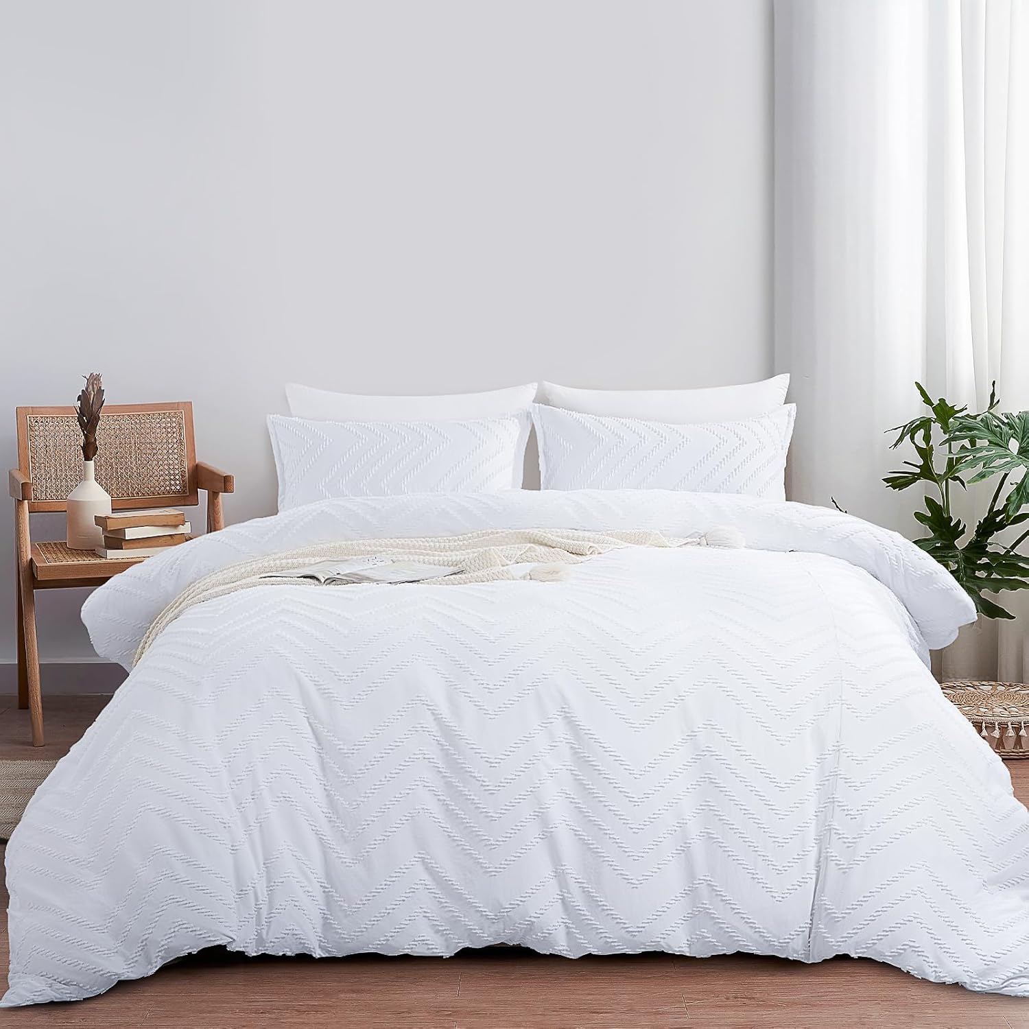 HOMBYS Oversized King Duvet Cover Set 120x128,Cream White