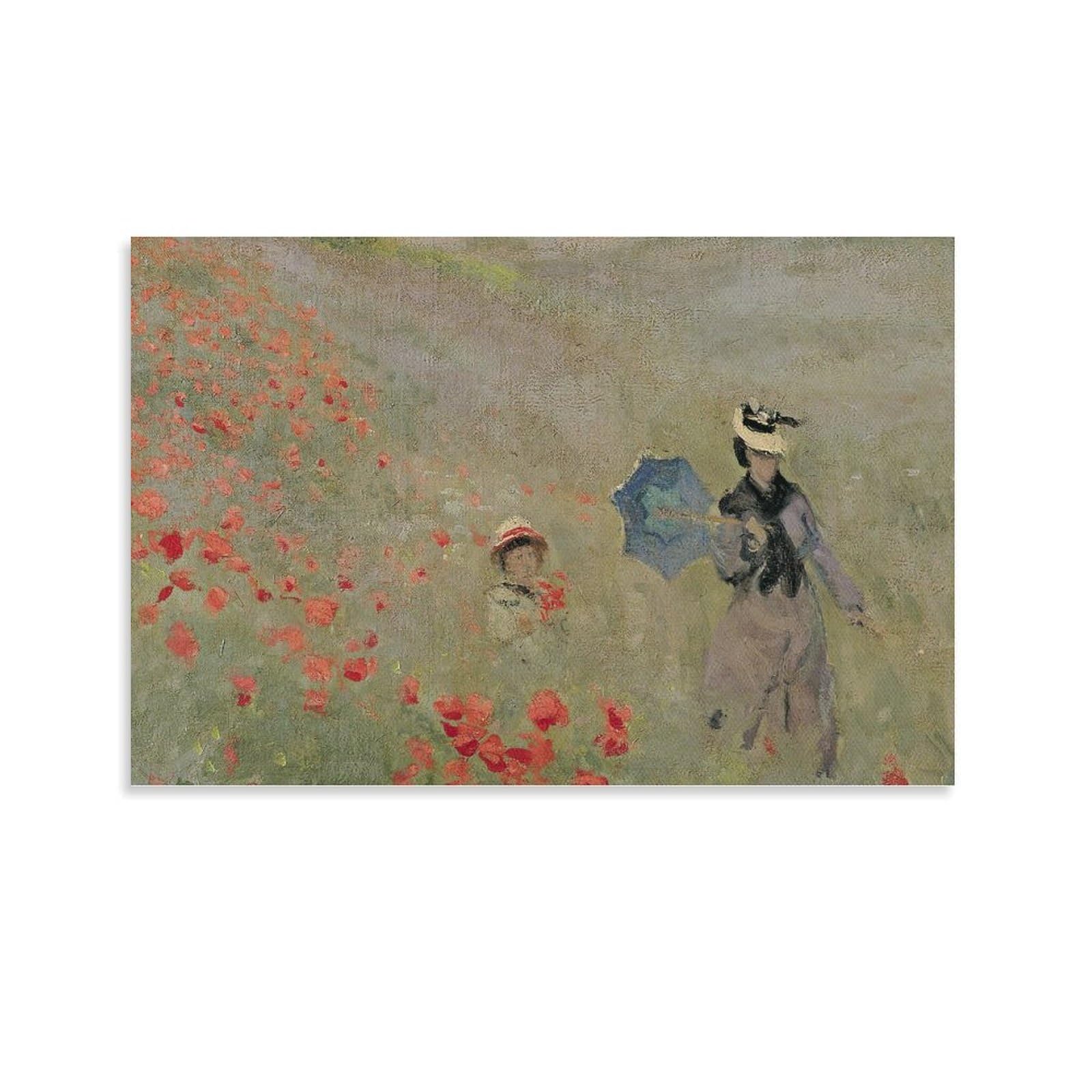 Wild Poppies, near Argenteuil by Claude Monet Wall Art Prints Poster Picture Print Canvas Poster Wall Paint Art Posters Decor Modern Home Artworks 08x12inch(20x30cm)