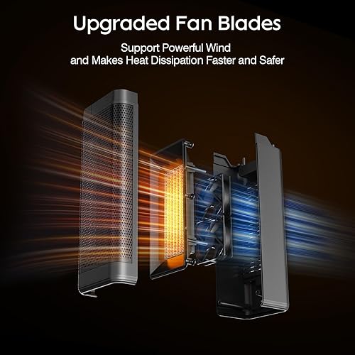 Miniatura 5 de Calentadores de espacio para uso en interiores, calentadores eléctricos rápidos y de seguridad de 1500 W con oscilación de 70, control remoto,