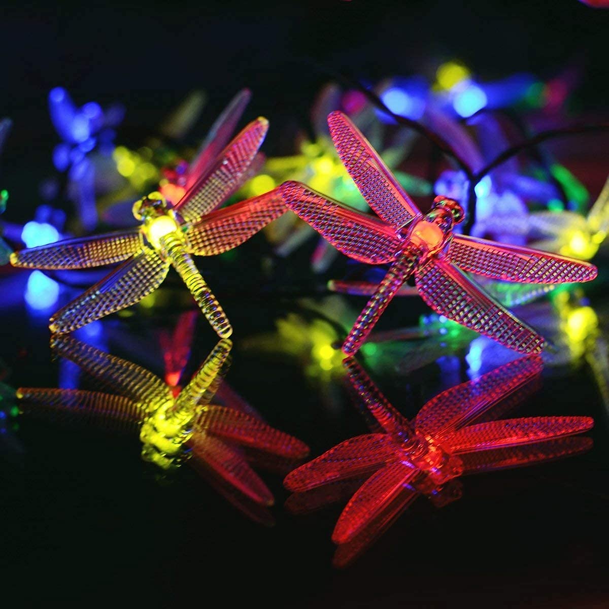 Catena Luminosa Solare Dragonfly per Esterni con Telecomando, 12 M, 100 LED Impermeabili, 8 Modalità. Illuminazione decorativa ad energia solare (colorato)