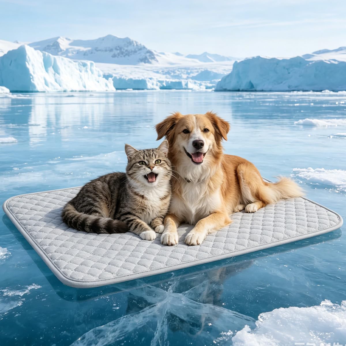 Kühlmatte Hund Selbstkühlend 70x50 cm – Kühlmatte Katze ohne Gel mit Q-Max >0,5, Extra Kühlende Kühledecke Hund Atmungsaktiv & Waschbar, Katzen Kühlmatte für Auto, Käfig & Sofa, Grau, Größe L