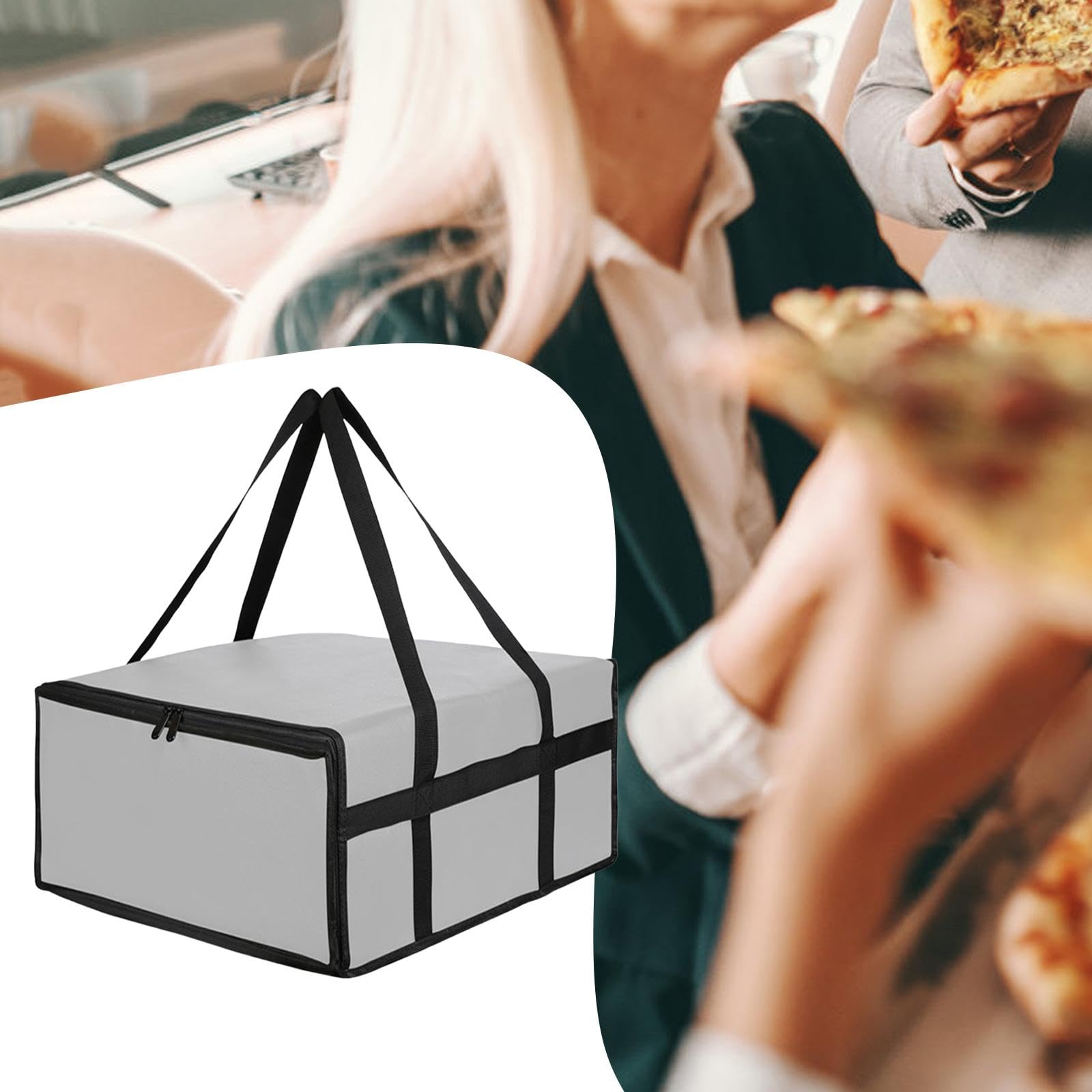 Bolsa Isotérmica para Entrega de Pizza, Impermeable, Reutilizable, de Gran Capacidad, con Calentador de Pizza, para Viajes, Uso Personal Y Comercial, 60cmx60cmx35cm