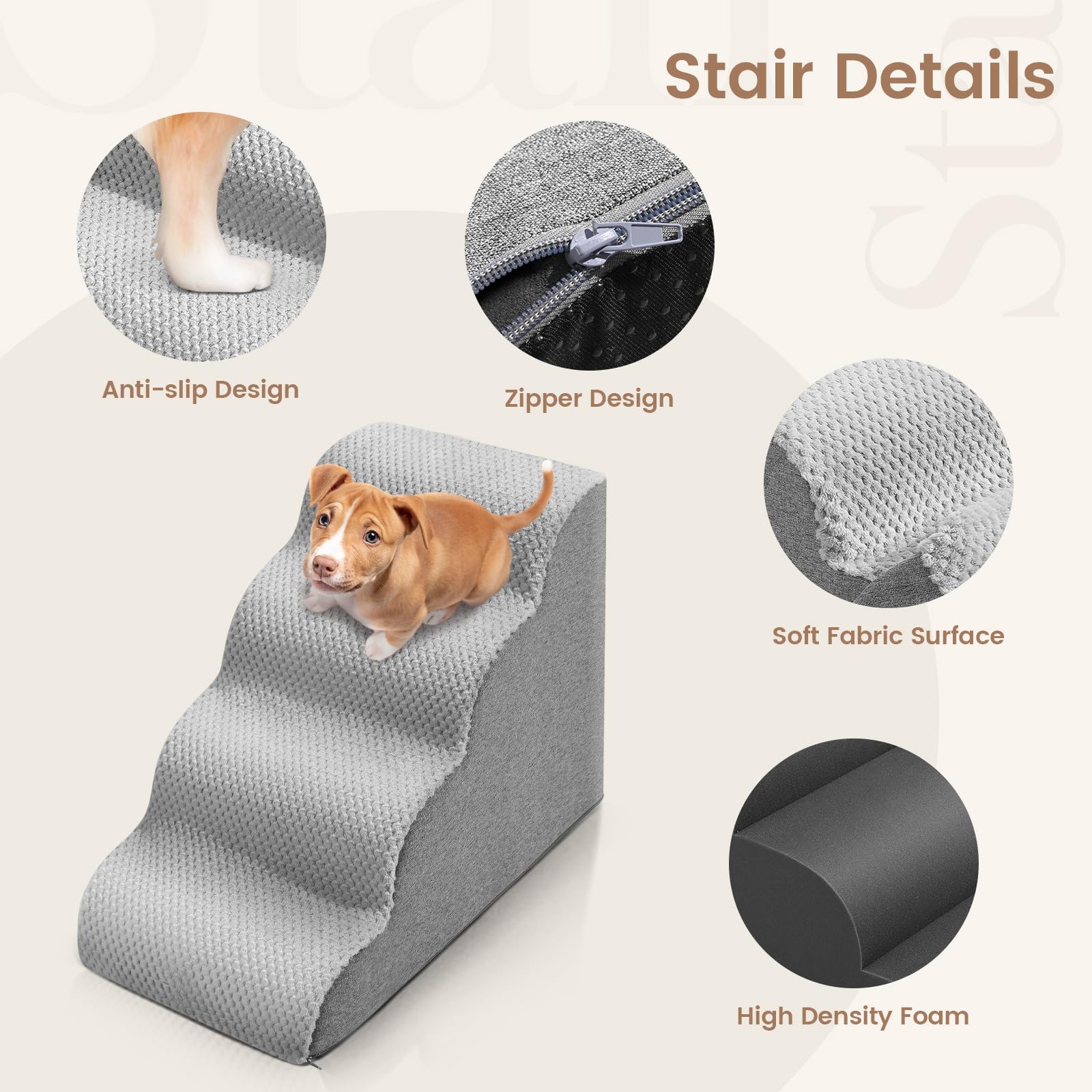 Dog Step SenDeluz S For Bed Sofa, Easy Climb Dog Cat Ramp Steps