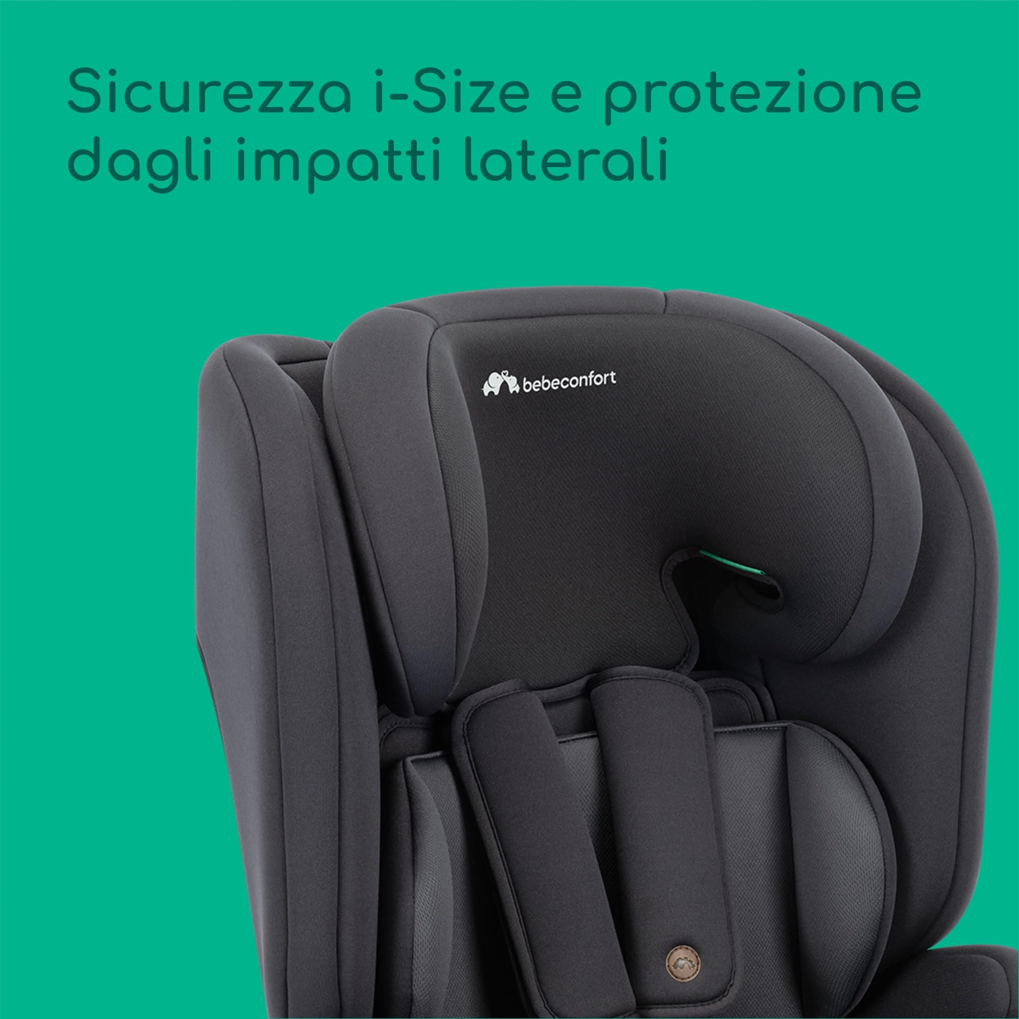 Bebeconfort EverFix Plus i-Size, Seggiolino Auto 9-36 kg Evolutivo, 15 Mesi-12 Anni, 76-150 cm, Seggiolino Auto ISOFIX, Protezione dagli Impatti Laterali, Poggiatesta 14 Posizioni, Full Black