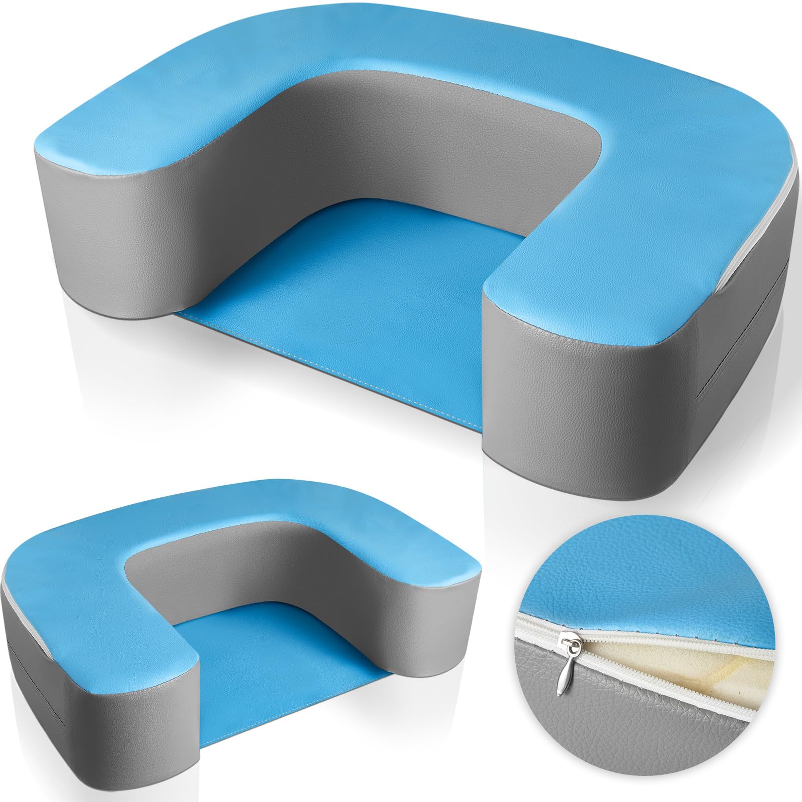 Foam Newborn Lounger Sit Me up Floor Seat Soft Cushioned Infant Pillow Lounger Indoor Support Seat with Non Slip Bottom for Learn to Sit Balance and Strengthen Muscles, Teal Gray