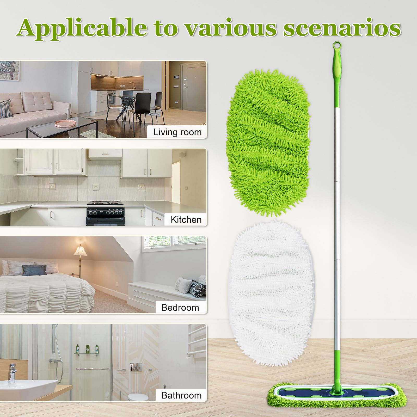 Almohadillas XL compatibles con Swiffer XL Sweeper, paños de barrido en seco XL, recambios de almohadillas húmedas XL, paños de microfibra lavables reutilizables para limpieza de suelos de madera dura