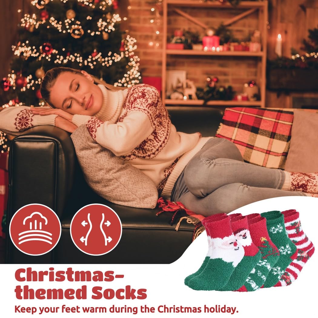10 paia di calzini natalizi, caldi disegni invernali, motivi Babbo Natale e albero, abbigliamento festivo colorato, regalo di Natale perfetto, 5 paia, Multicolore, Etichettalia unica