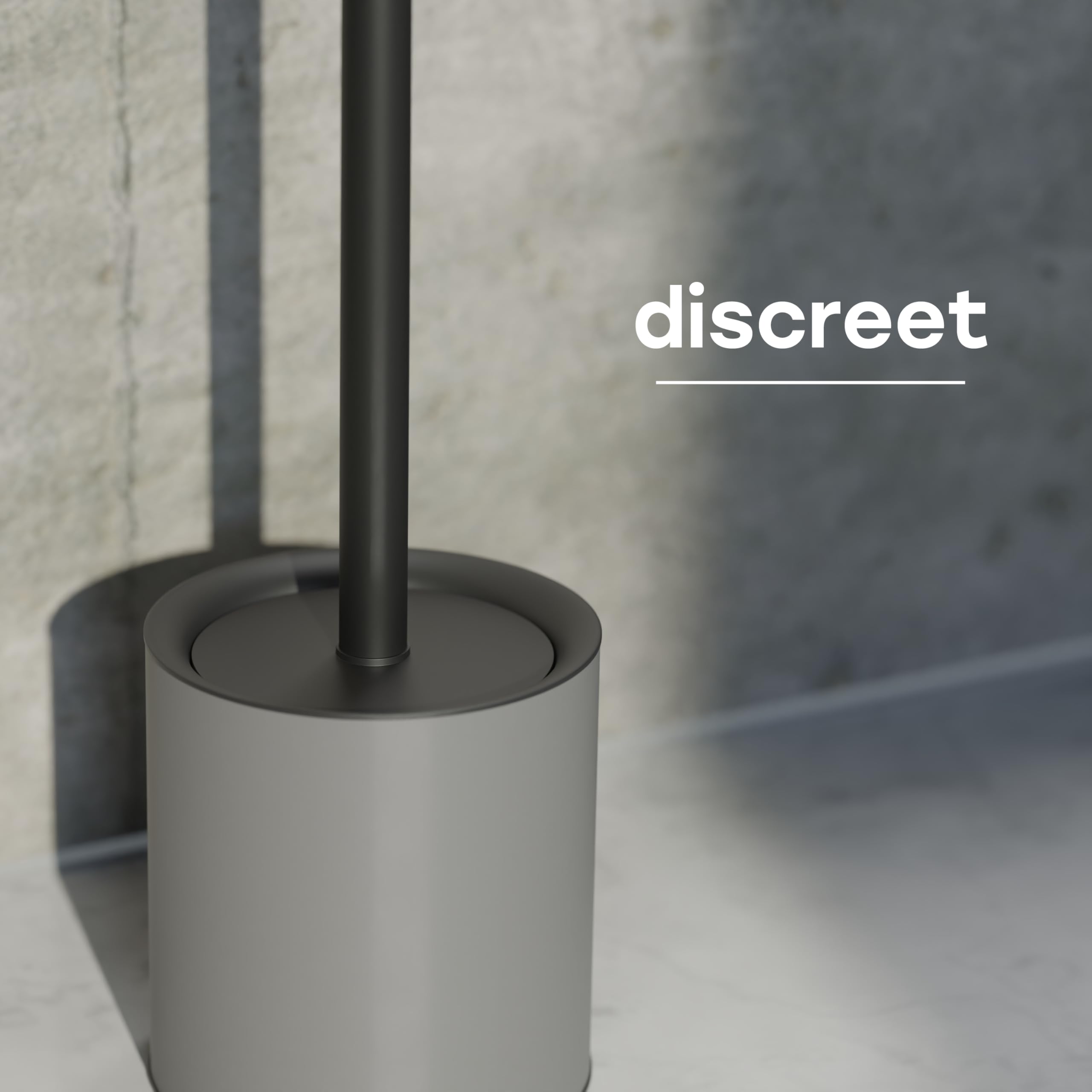 SAVEGA Silicone Toilet Brush Grey with Holder, Discreet Stainless Steel Toilet Brush with Protective Lid - Image 4