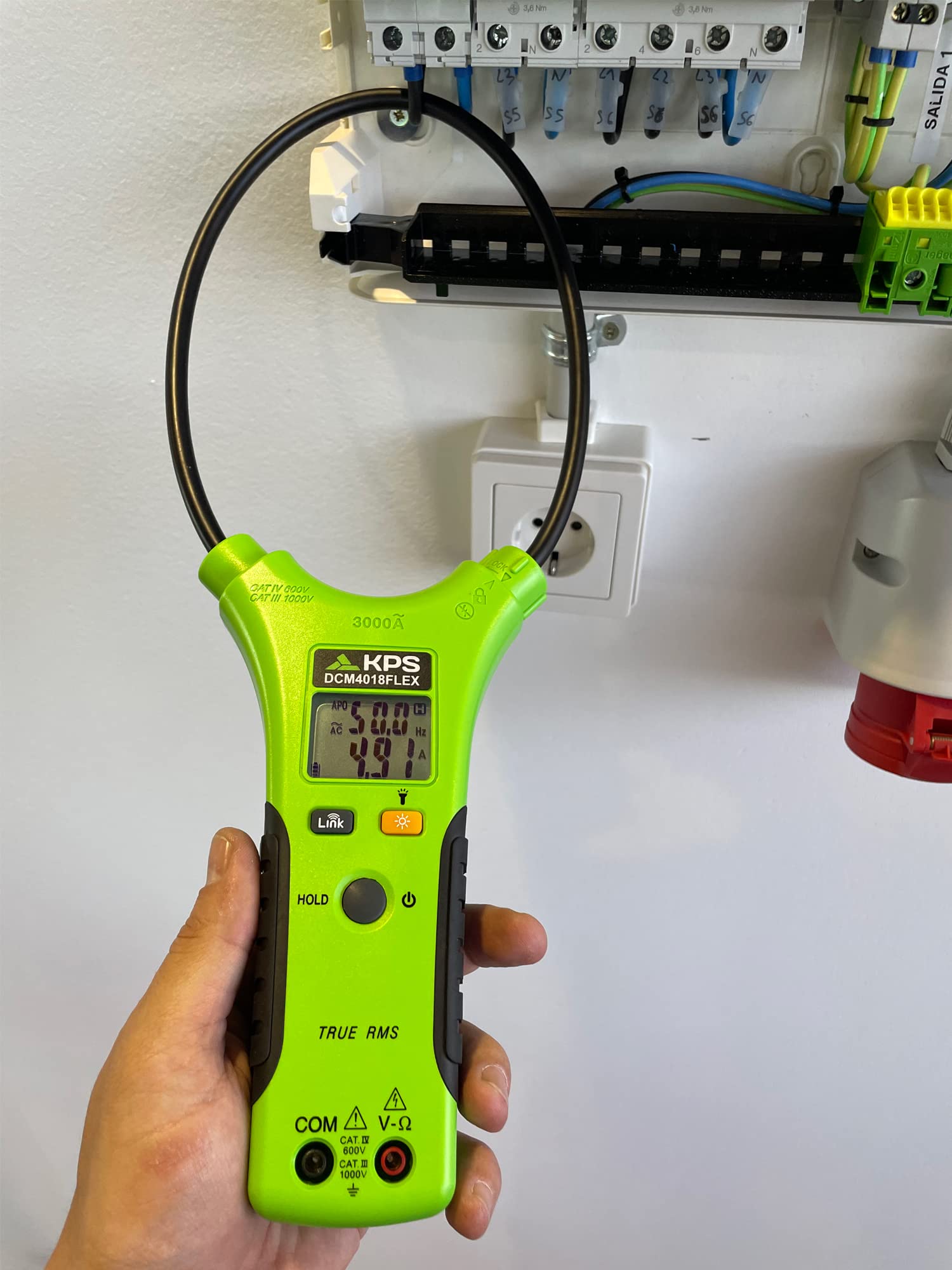 KPS-DCM4018FLEX Pinza Amperimétrica Flexible TRMS Corriente AC 3000A y Tensión AC/DC 1000V 10.000 Cuentas con Conexión Bluetooth