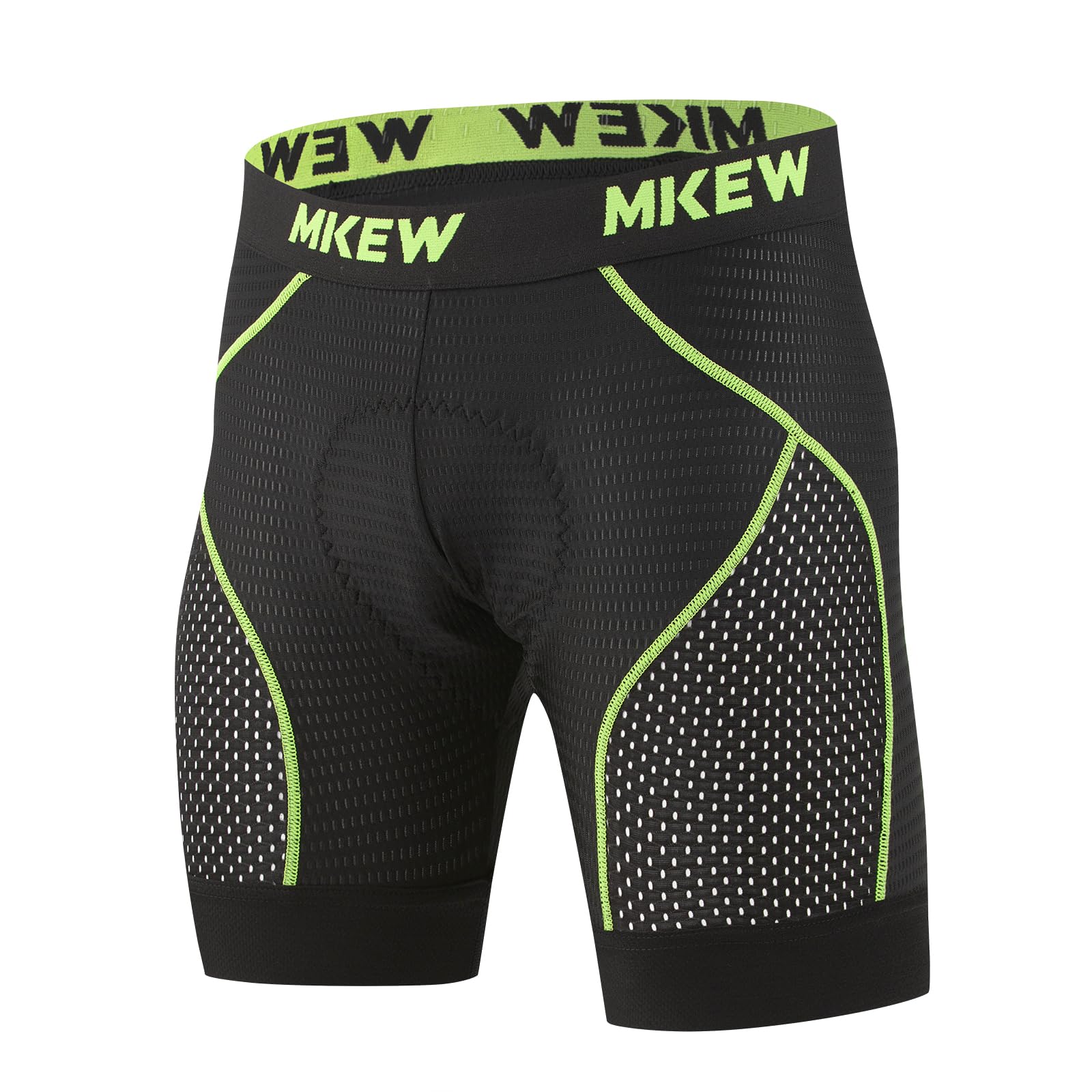 MKEW Men's High Density Sponge Padded Cycling Underwear Bike Shorts Underwear MTB Liner Road Biking Bicycle Clothes (US, Alpha (Alpha), S, Regular, 1, Green)