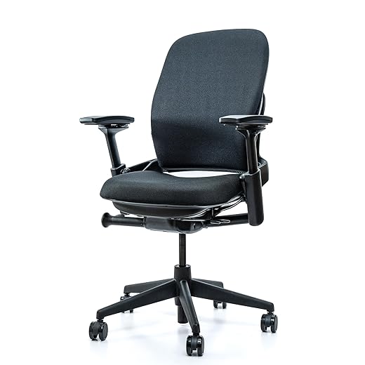 Steelcase Leap V2 Office Chair (Black Fabric) - Remanufactured - 12-Year Warranty (Fully Adjustable, Ergonomic, Furniture for The Workplace and Home Office)