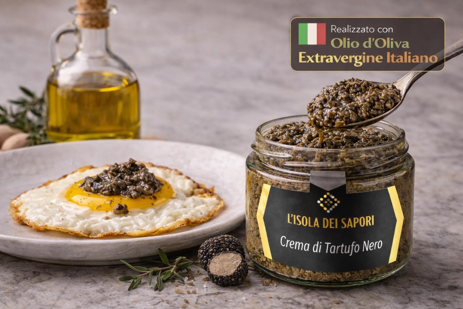 L'Isola dei Sapori 100% Crema di Tartufo Nero, Condimento Pasta Risotto Bruschette - 100 g