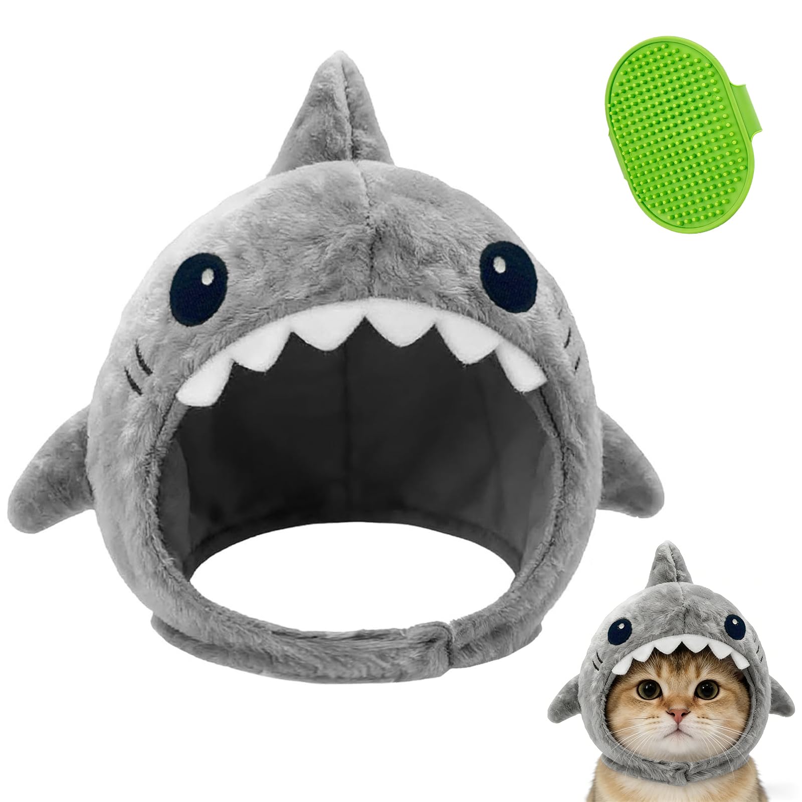 Shark Cat Hat Costume, Winter Hat for Cats & Small Dogs, Cute Pet Dog Cap Costume Gear for Kitten & Puppy Bonnet (1)
