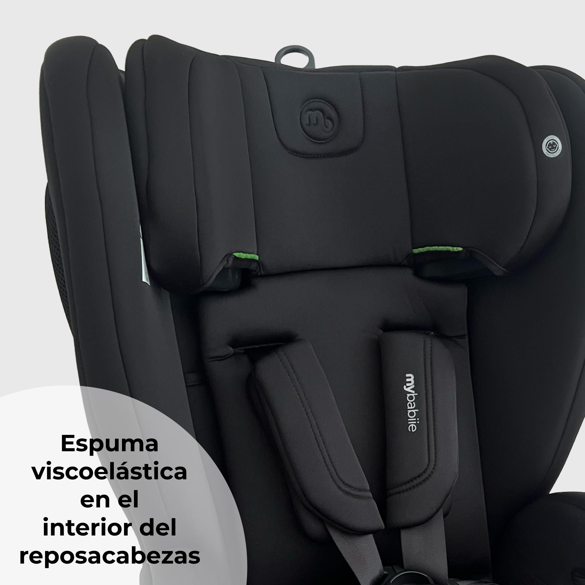 Silla de coche infantil My Babiie MBCS75 i-Size R129 con ISOFIX y Top Tether – de bebé a elevador, arnés ajustable, 76-150 cm (aprox. 9-36 kg / 15 meses a 12 años), grupo 1/2/3, negro